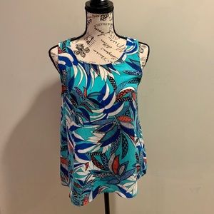 Patterned Tank Top Aqua and Salmon Colors (Small)